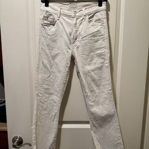 MOTHER The Insider High Rise Crop Step Fray Bootcut Jeans